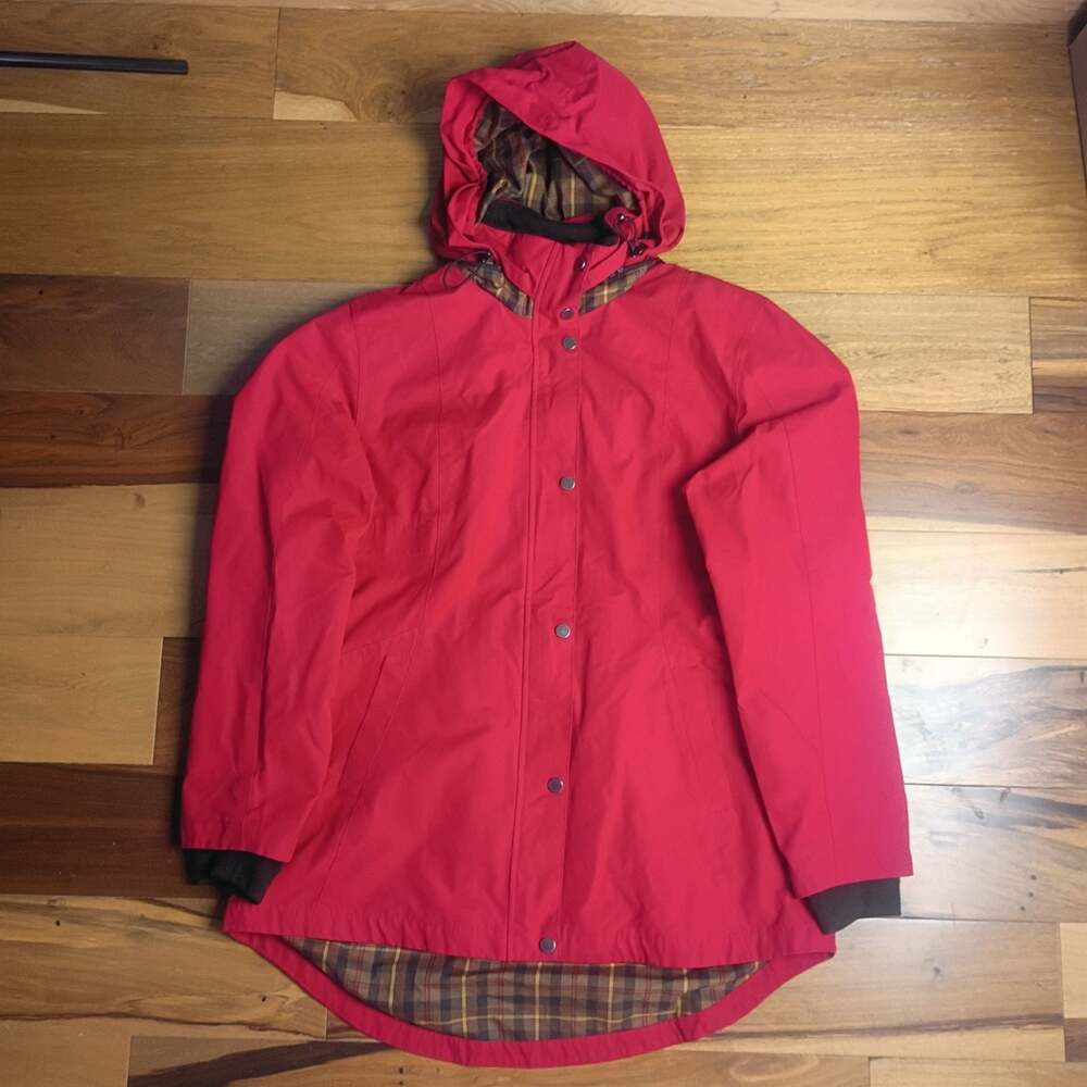 Vintage Pendleton Women Softshell Rain Jacket Crimson Red with Hood Size L
